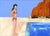 Mid-Century Modern After David Hockney Abstract Poolside Beach Landscape Oil Painting by Alexandra Swistak For Sale - Image 3 of 11
