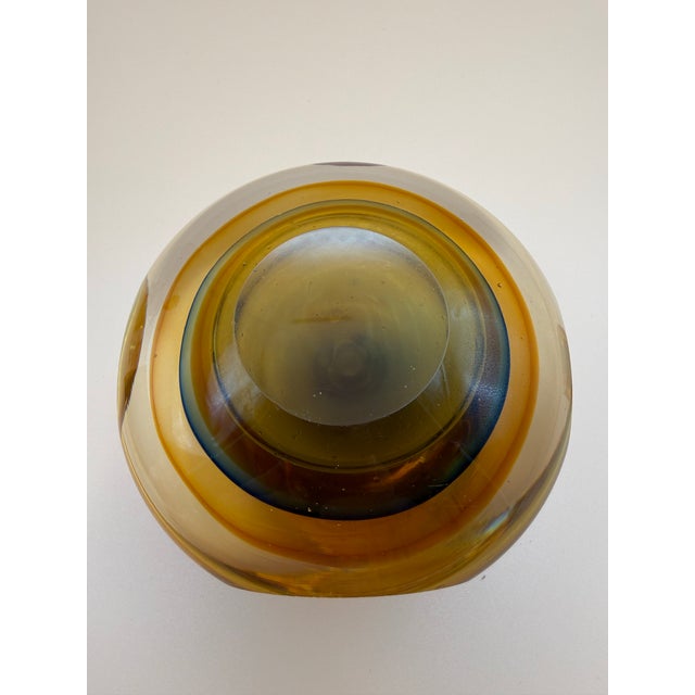 Amber Vintage Murano-Style Sommerso Art Glass Perfume Bottle With Bullseye Stopper For Sale - Image 8 of 9