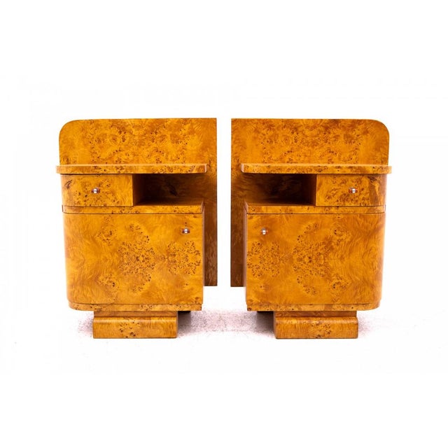 Art Deco Bedside Tables, Poland, 1930s, Set of 2 For Sale - Image 4 of 15
