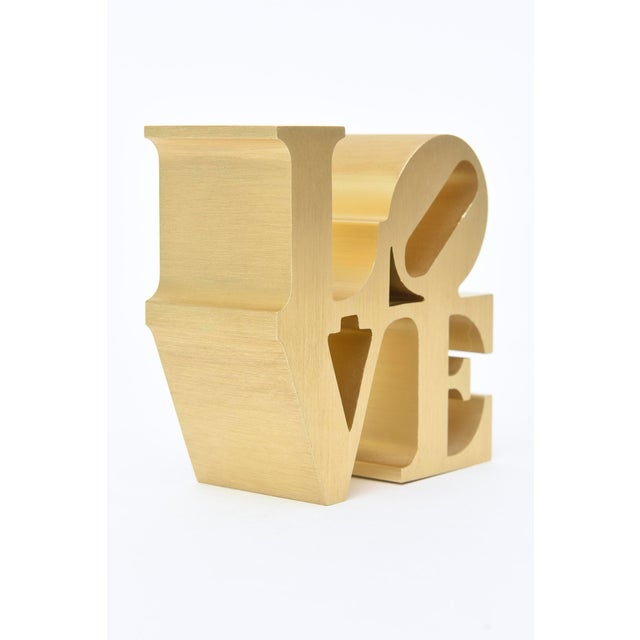 Robert Indiana Vintage 1970's Robert Indiana Brass Love Paperweight Sculpture For Sale - Image 4 of 8