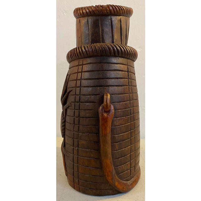 Antique Chinese Hand Carved Boxwood Prosperity Crab Basket / Brush Pot For Sale - Image 4 of 10