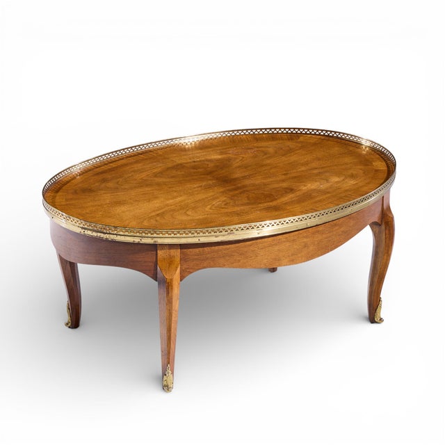 Baker Furniture French Louis XV Mahogany and Brass Coffee Table For Sale - Image 9 of 10