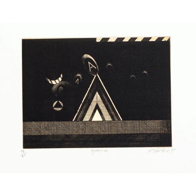 Composition - Original Etching on Paper by Claude Lemand - 1970s 1970s For Sale