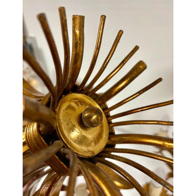 Metal Floral Gilt 5-Light Chandelier from Hans Kögl, 1970s, Set of 2 For Sale - Image 7 of 12