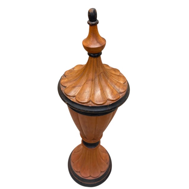 Vintage Turned Wood Decorative Urn With Lid For Sale - Image 4 of 12