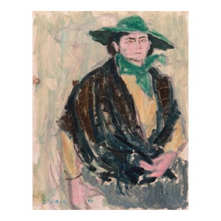 'The Green Hat' by Victor Di Gesu, Louvre, Los Angeles County Museum of Art, Académie Chaumière, California Post-Impressionist For Sale