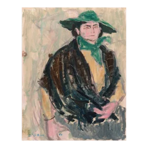 'The Green Hat' by Victor Di Gesu, Louvre, Los Angeles County Museum of Art, Académie Chaumière, California Post-Impressionist