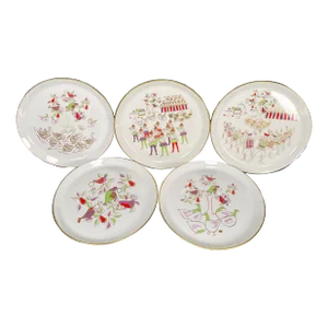 Vintage 1960s Dick Litzel Shenango 12 Days of Christmas Mixed Plates- Set of 5