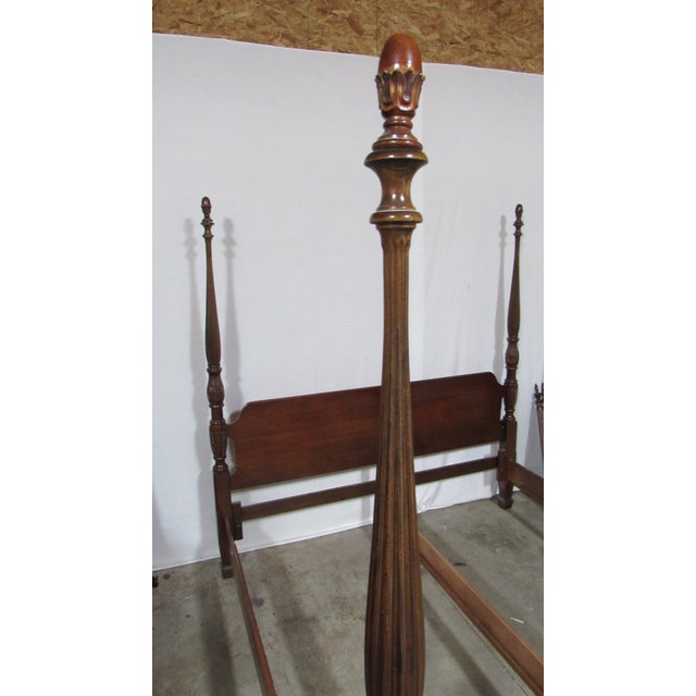 Wood 1980s American Drew Cherry King Size Poster Bed Rice For Sale - Image 7 of 10