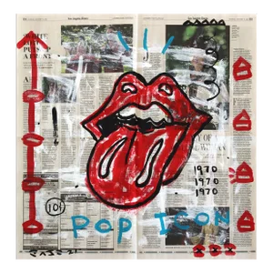Street Art Painting Pop Art Icon Tongue - Kiss - Original Artwork by Gary John