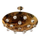 1960s Mid-Century Modern French Brass Crystal Orb Pendant Lighting For Sale