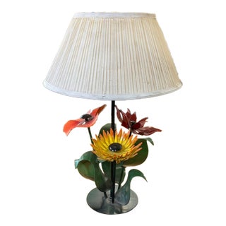 Mid Century Toleware Lamp For Sale