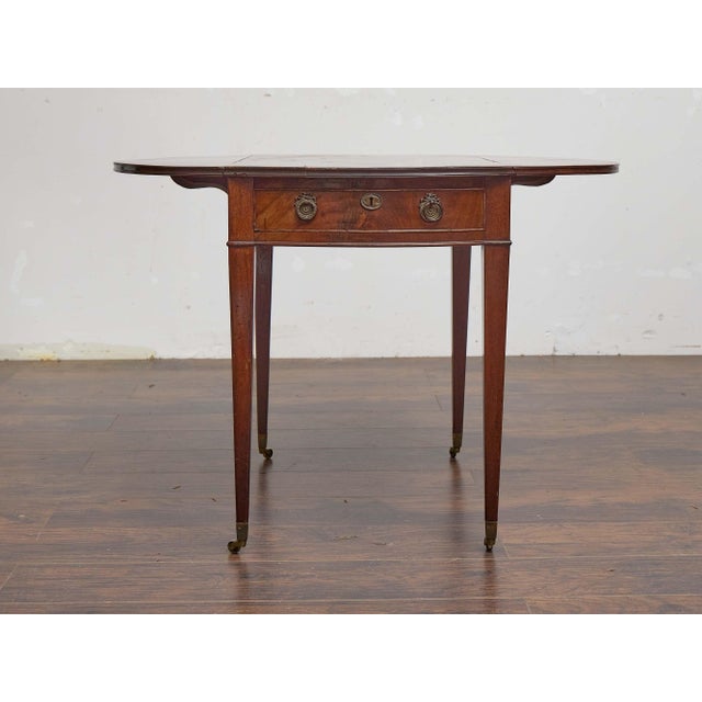 English English 19th Century Mahogany Pembroke Table With Tapered Legs on Casters For Sale - Image 3 of 13