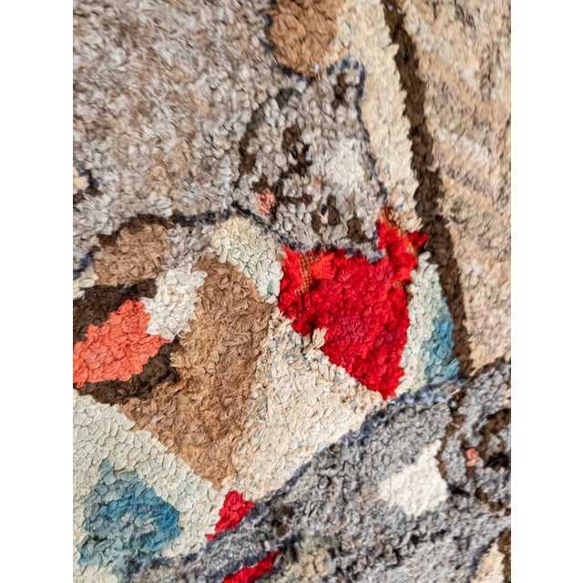 19th or 20th Century American Folk Art Hooked Rug With Cat and Two Kittens For Sale - Image 11 of 14