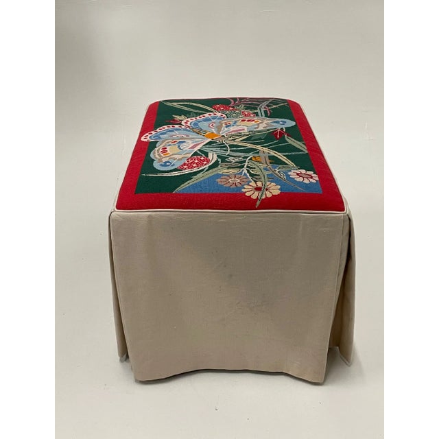 Handmade Needlepoint Bench With Butterfly For Sale In Philadelphia - Image 6 of 13