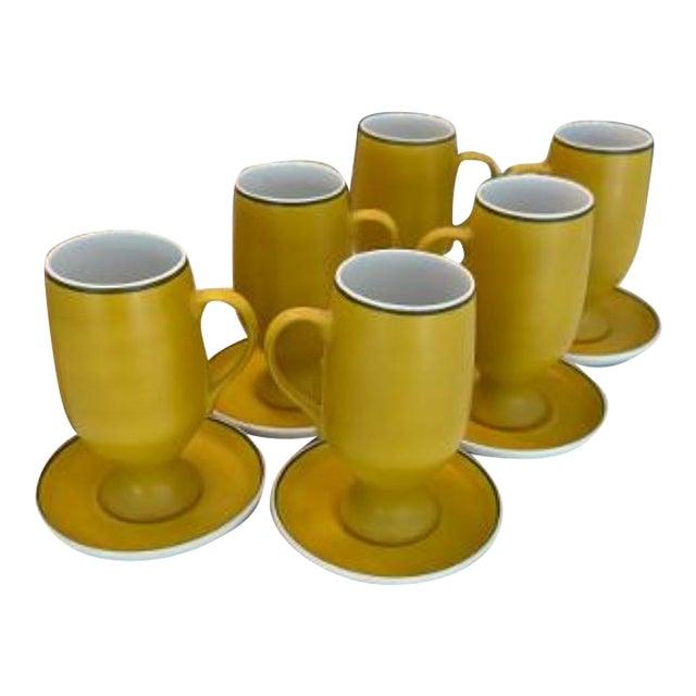 1960s LaGardo Tackett for Schmid Kelco Porcelain Espresso Cups & Saucers - 12 pcs For Sale