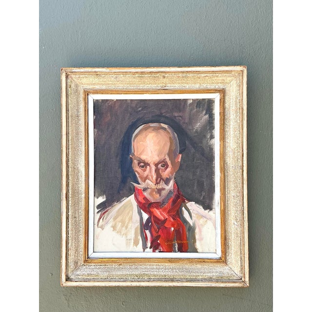 Vintage Framed Oil Portrait of Gentleman For Sale - Image 4 of 12