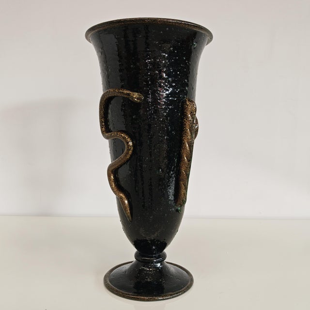 Artistic Murano Glass Vase, Snake Decoration, Pulegoso Napoleone Martinuzzi for Venini 1930s by Napoleone Martinuzzi For Sale - Image 12 of 18