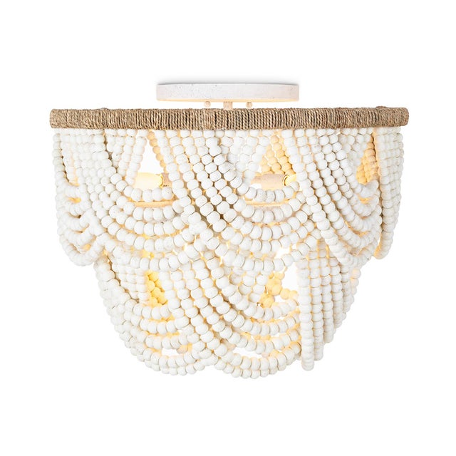 Off-white Lorelei Wood Bead Flush Mount, White For Sale - Image 8 of 8