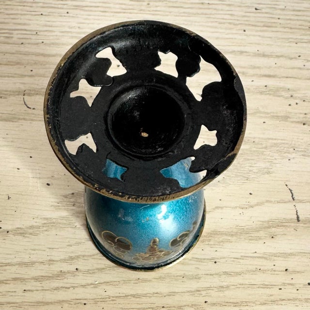 Mid 20th Century Vintage Israeli Brass and Blue Hand Painted Kiddish Cup For Sale - Image 5 of 6