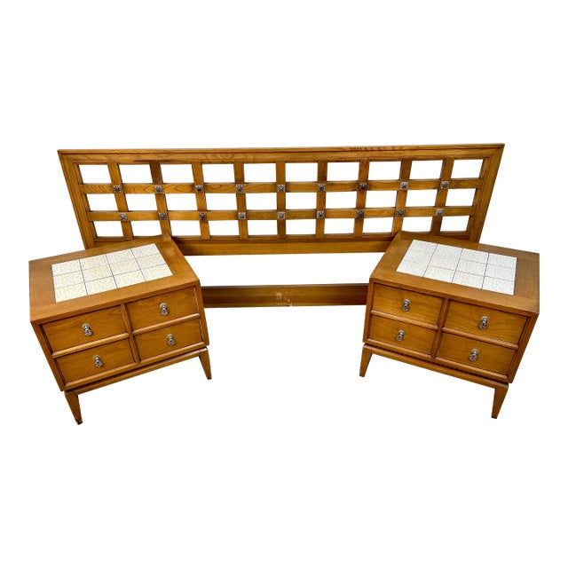 Mid-Century Modern Maple and Mosaic Set by National of Mt. Airy For Sale