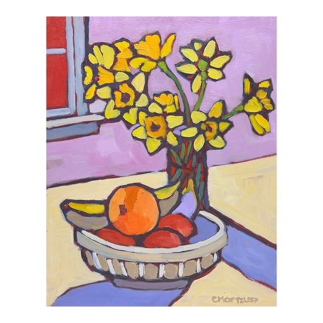 Yellow Daffodils , Original Oil Painting on Canvas For Sale