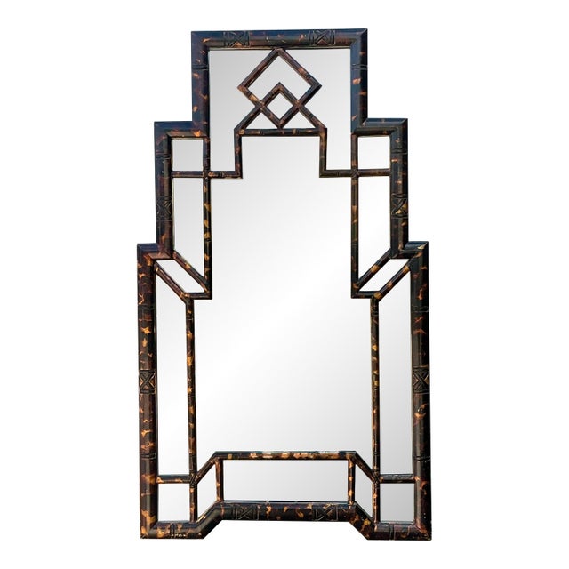 Vintage Tortoise Bamboo Mirror For Sale