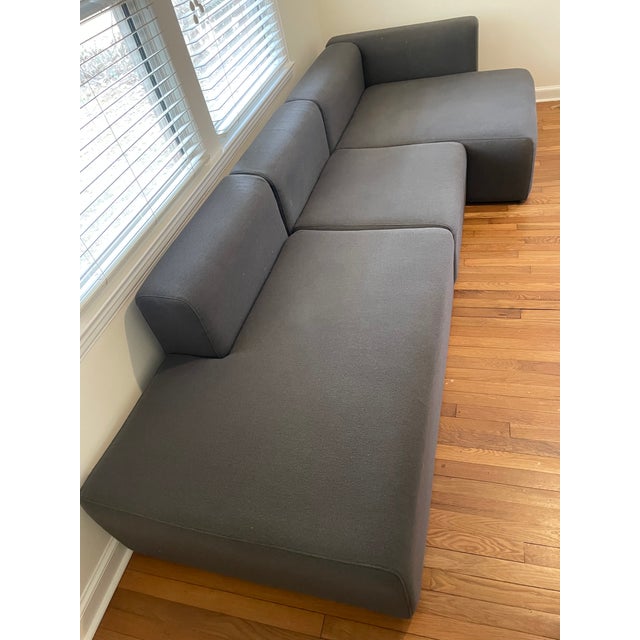 Mid-Century Modern Hay Mags Low 3.5 Seat Sectional in Charcoal For Sale - Image 3 of 8