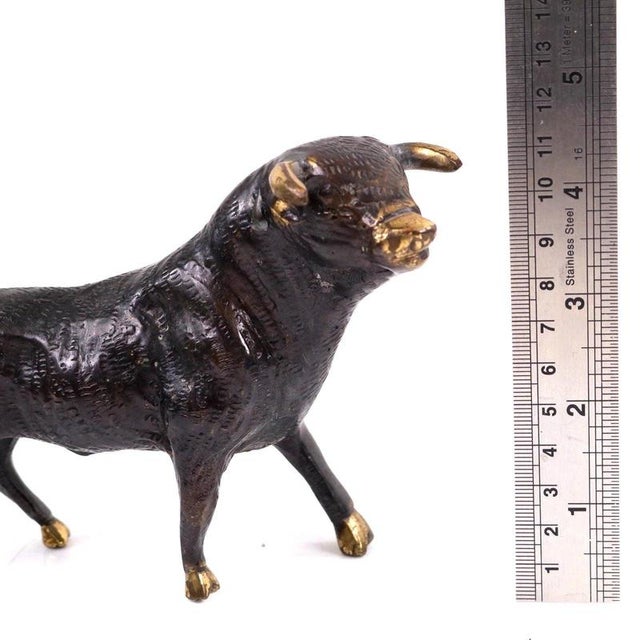 Mid-Century Austrian Patinated Bronze Bull Sculpture attributed to Walter Bosse, 1950s For Sale - Image 9 of 11
