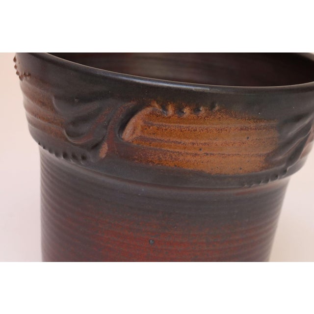 Vintage Ceramic Planter Vase With Botanical Relief Decoration by Deanna Nichols For Sale - Image 10 of 17
