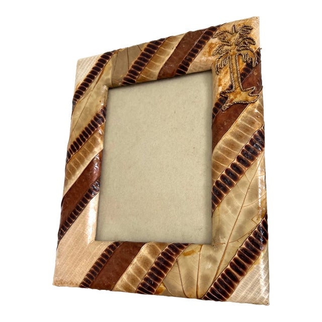 Faux Leather Picture Frame With Palm Tree For Sale
