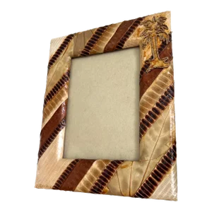 Faux Leather Picture Frame With Palm Tree