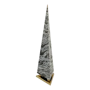 Marbleized Brass Obelisk Sculpture, Vintage Circa 1970s