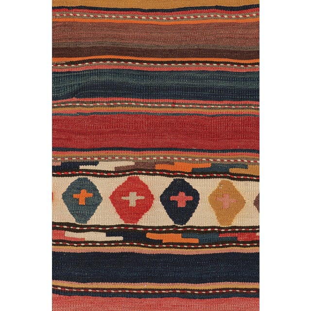 Tribal 1950s Vintage Shahsavan Persian Kilim in Stripes & Geometric Patterns From Rug & Kilim For Sale - Image 3 of 7