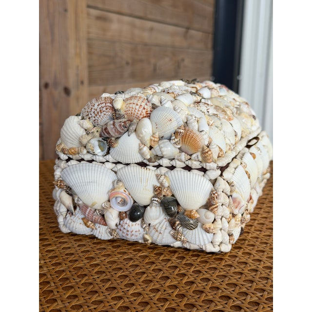 Coastal Vintage Handcrafted Shell-Covered Coastal Keepsake Box For Sale - Image 3 of 11
