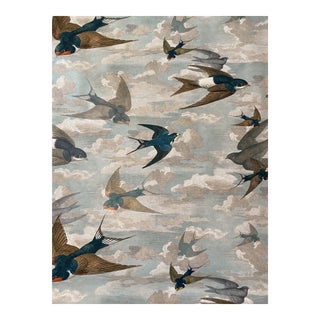 Designer Guild by John Derian Chimney Swallows Sky Blue 1 6/8 Yards Cotton Fabric For Sale