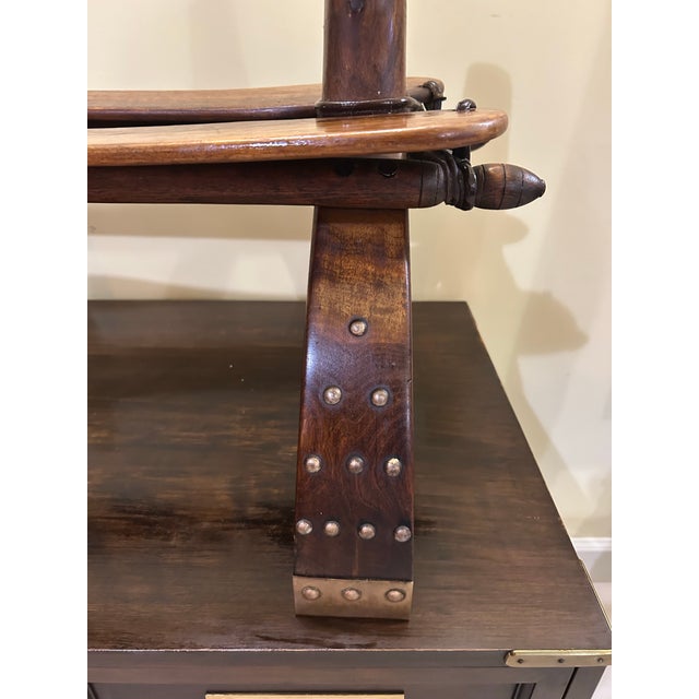 Mid-20th Century, Egyptian, Wooden Camel Saddle/Stool, With a Hand/Tooled, Embossed, Leather Cushion, and Brass Feet and Stud Ornamentation, 1950 For Sale In South Bend - Image 6 of 10