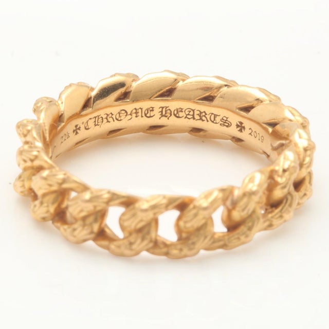 Authentic Chrome Hearts Link Men's Ring in 22k Solid Yellow Gold 16.1g, Size 12 For Sale In Los Angeles - Image 6 of 10