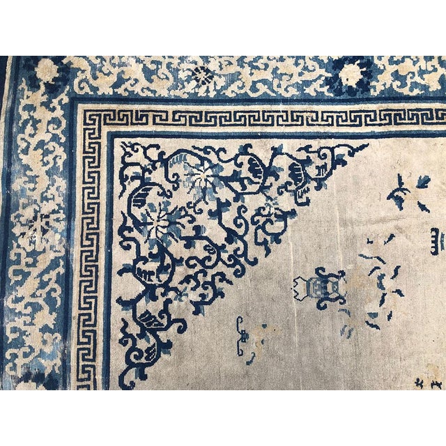 White Antique Collectible Ningxia Chinese Rug Circa 1840 For Sale - Image 8 of 10