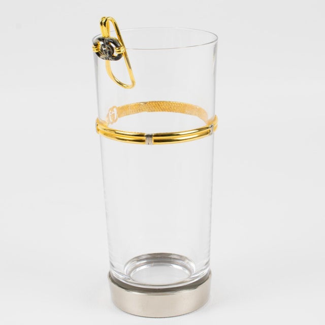 Gucci Barware Gold Plated and Enamel Cocktail Glass Makers in Box, circa 1980 For Sale - Image 17 of 18