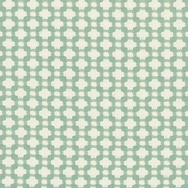 Mid-Century Modern Schumacher X Celerie Kemble Betwixt Fabric in Water/Ivory For Sale - Image 3 of 3