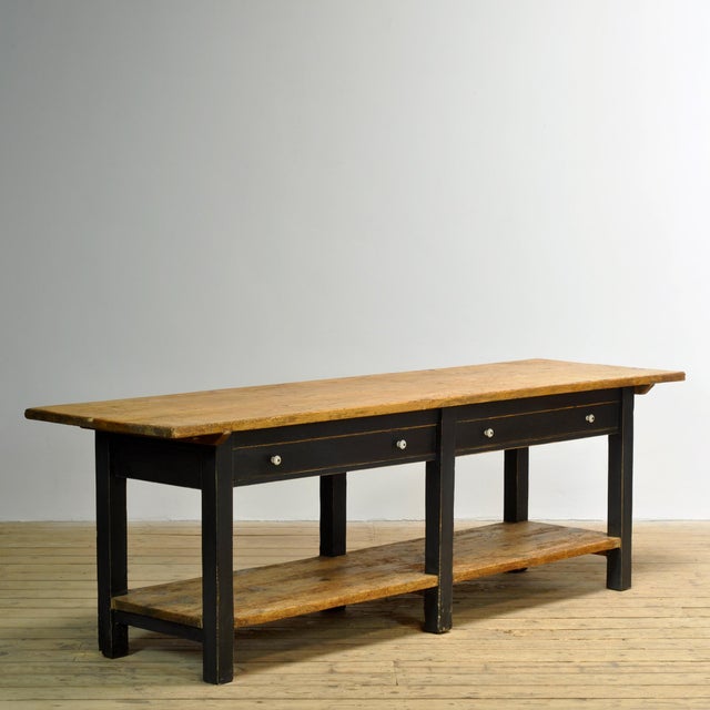 Rustic Pine Kitchen Prep Table, 1920 For Sale - Image 3 of 16