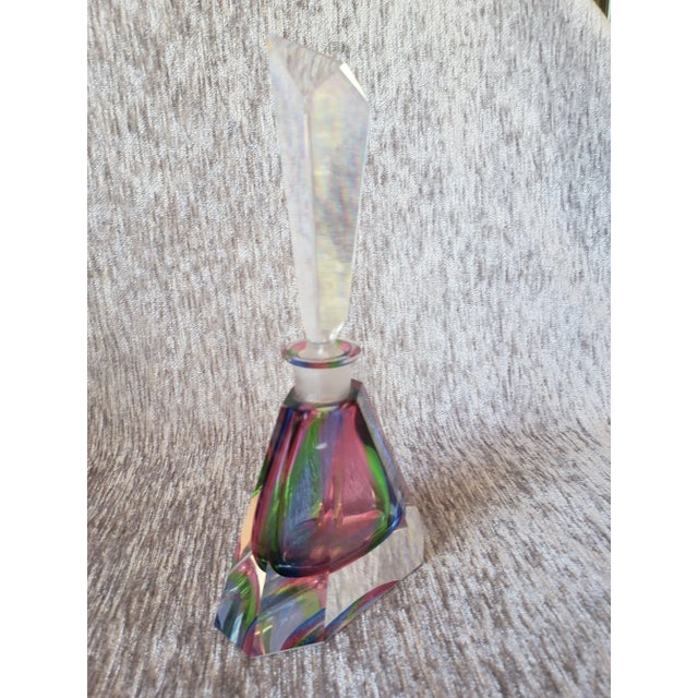 Mid-Century Modern Mid 20th Century Multi-Colored Art Glass Perfume Bottle With Stopper, Made in West Germany For Sale - Image 3 of 11