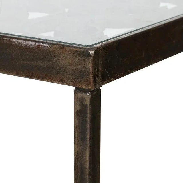 An Iron Cocktail Table With Glass Top For Sale - Image 4 of 5