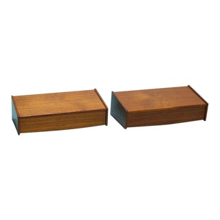1960 Danish Floating Teak Nightstands With Drawers - a Pair For Sale
