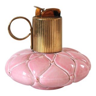 Pink and Brass Vintage Cigarette Lighter by Evans For Sale