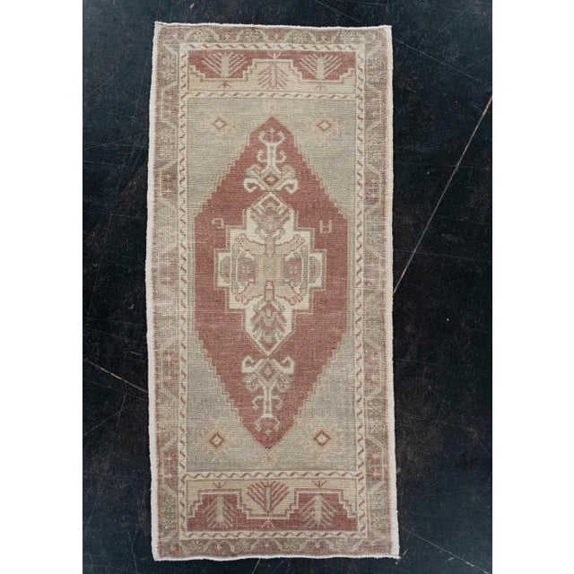 Oriental Hand Knotted Vintage Turkish Mini Rug 1'9" x 3'9" For Sale In Houston - Image 6 of 6