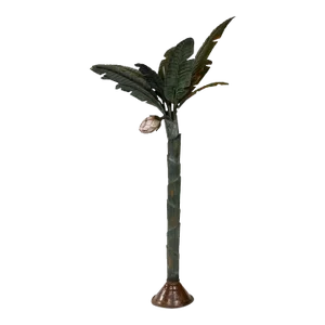 Painted Metal Sculpture of Palm or Banana Tree and Flower