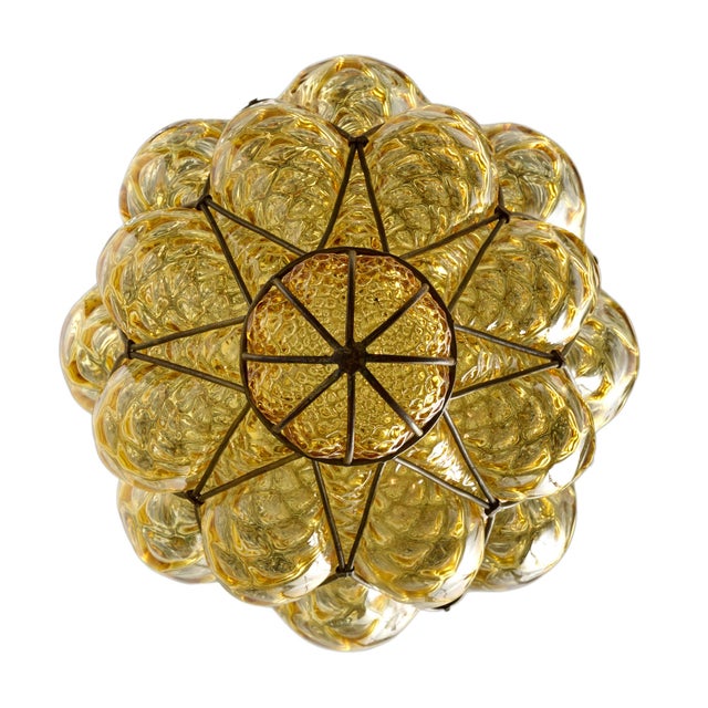 Antique Venetian Citrine Glass and Wrought Iron Lantern, Circa 1920 For Sale - Image 9 of 9