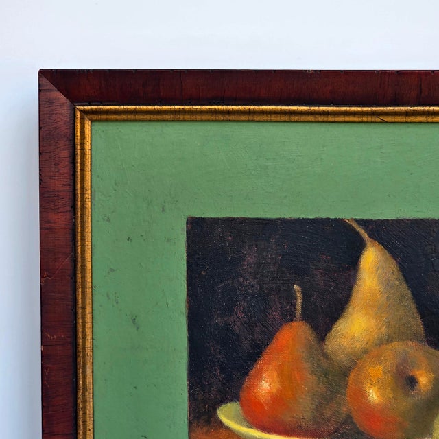 1990s Frances Poole Four Pears Oil and Encaustic Still Life Painting For Sale - Image 4 of 10